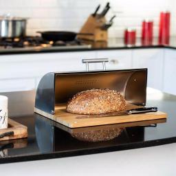 Honey-Can-Do Stainless Steel Bread Box with Bamboo Cutting Board Base thumbnail 1