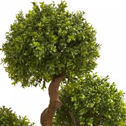 Nearly Natural 3.5 Ft. Four Ball Boxwood Artificial Topiary Tree with Black Planter thumbnail 2