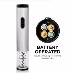 Ovente Electric Wine Bottle Opener with Foil Cutter and LED Light, Stainless Steel, Silver thumbnail 5