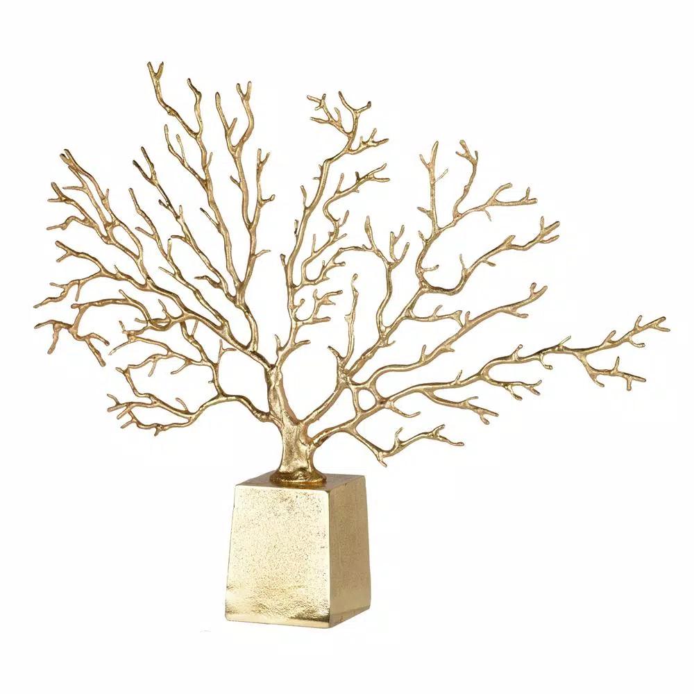A & B Home Gold Tree Irregular Decor Accent Sculpture - 15.2 in. Gold Metal Statuary