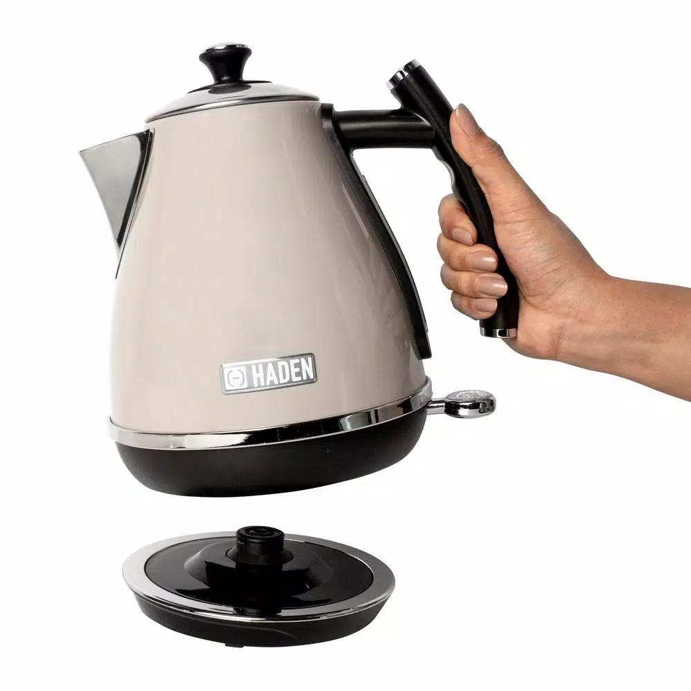 Haden Cotswold 1.7L 7-Cup Stainless Steel Electric Kettle with Auto Shut-Off, Putty Beige