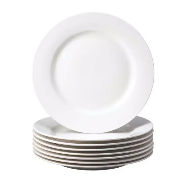 THOMSON POTTERY Basic White Stoneware Salad Plates, Set of 8
