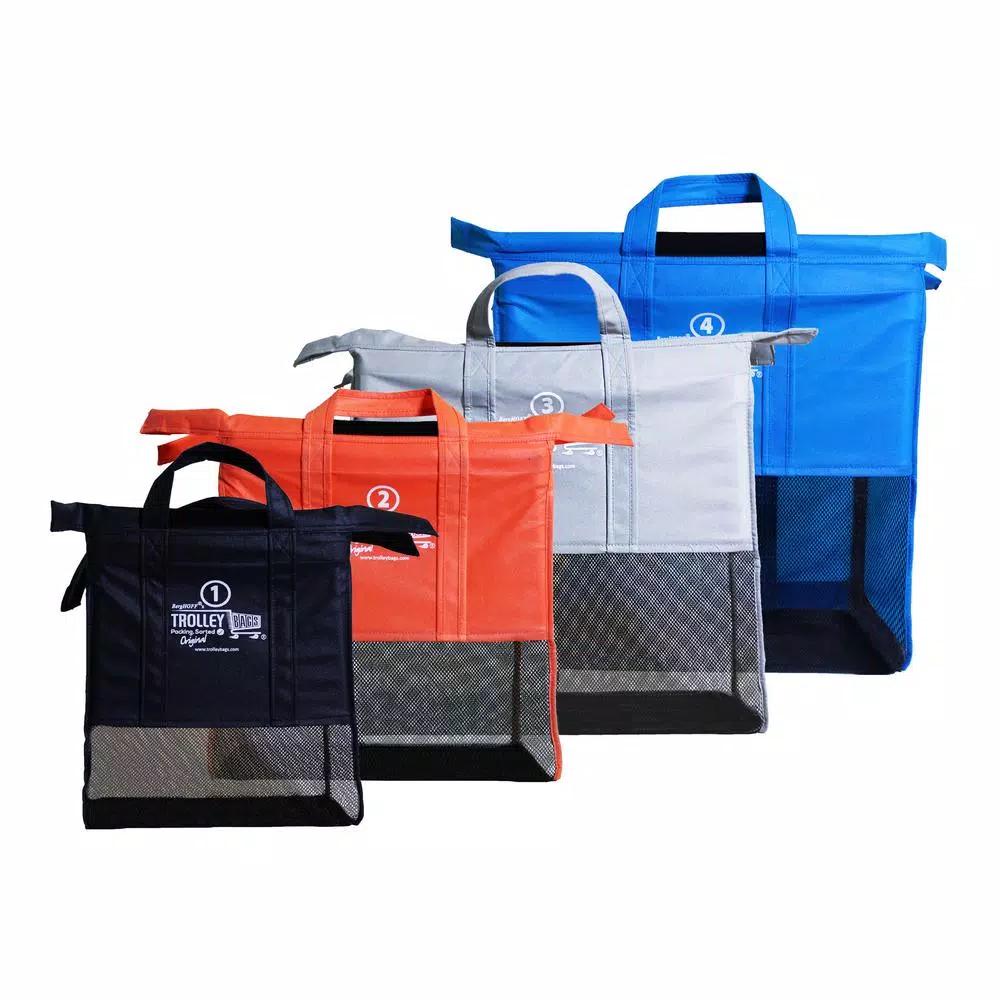 BergHOFF Trolley Bags Original Metro Reusable Grocery Shopping Cart Bag Set, 4-Piece Multi-Color
