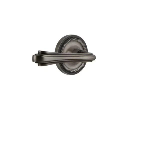 Nostalgic Warehouse Fleur Lever with Rope Rosette in Antique Pewter - Single Dummy