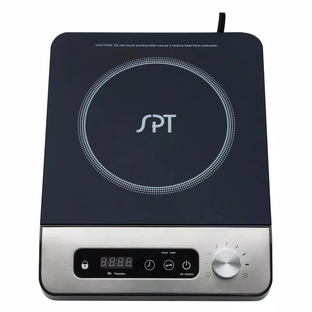 SPT 1650W 8 in. Single Burner Induction Cooktop with 3.5L Stainless Steel Pot and Glass Lid