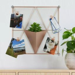 WallPops Rose Gold Triangle Metal Grid Wall Organizer with Pocket and Clips thumbnail 2