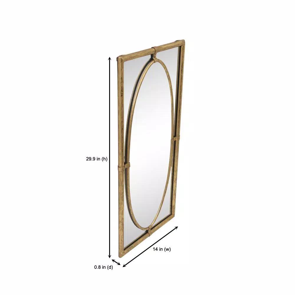 StyleWell Medium Rectangle Gold Antiqued Classic Accent Mirror, 14 in. x 29.9 in.