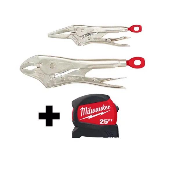 Milwaukee Torque Lock Locking Pliers Set & 25 ft. Compact Tape Measure Combo