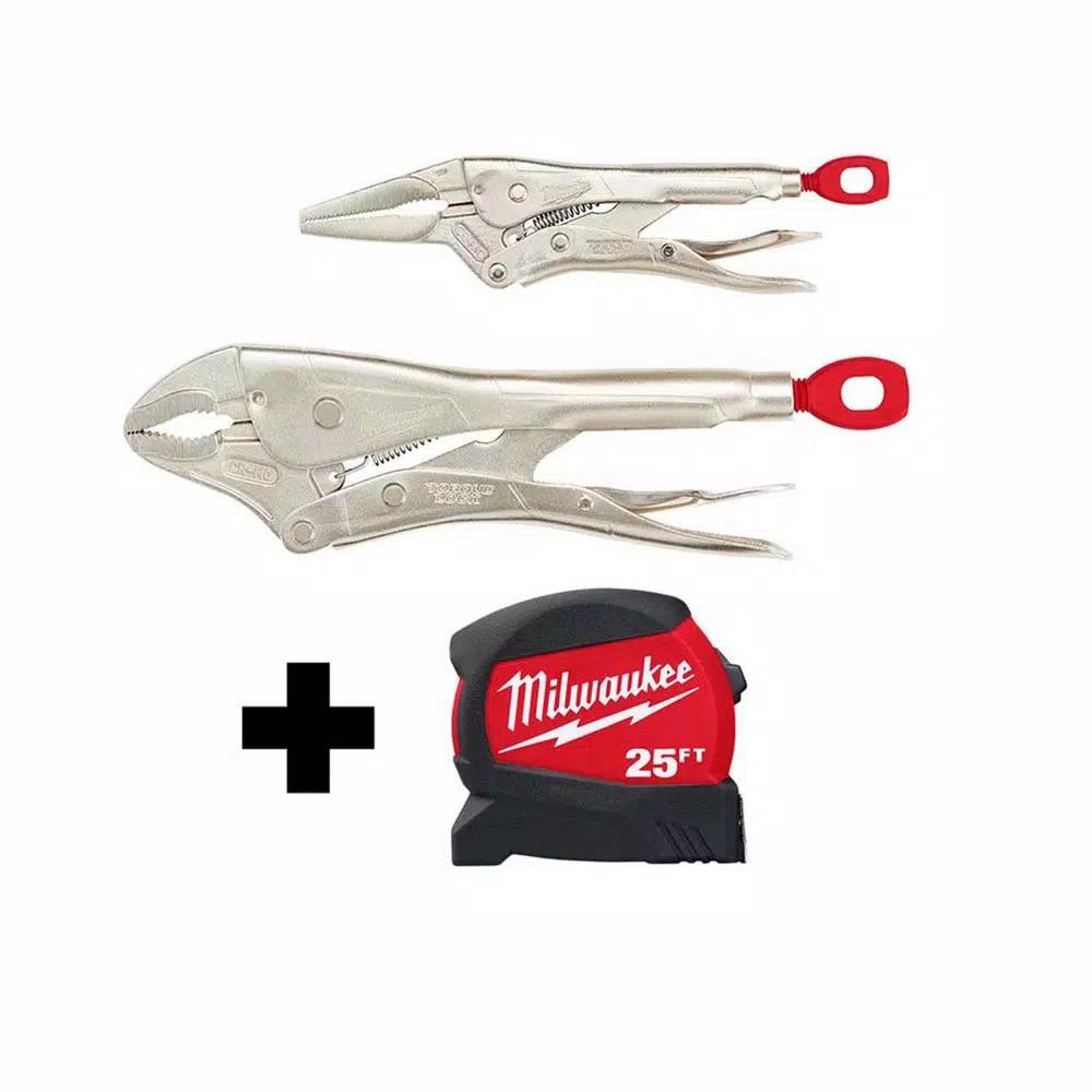 Milwaukee Torque Lock Locking Pliers Set & 25 ft. Compact Tape Measure Combo