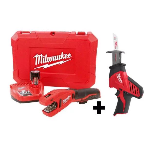 Milwaukee M12 12V Cordless Copper Tubing Cutter & HACKZALL Reciprocating Saw Kit