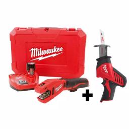 Milwaukee M12 12V Cordless Copper Tubing Cutter & HACKZALL Reciprocating Saw Kit thumbnail 1