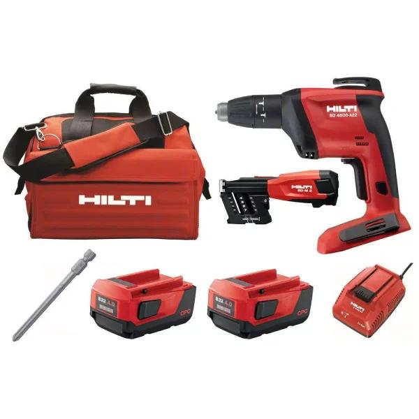 Hilti SD 4500 A22 22V Cordless Drywall Screw Gun Kit with 4.0 Ah Batteries and Magazine