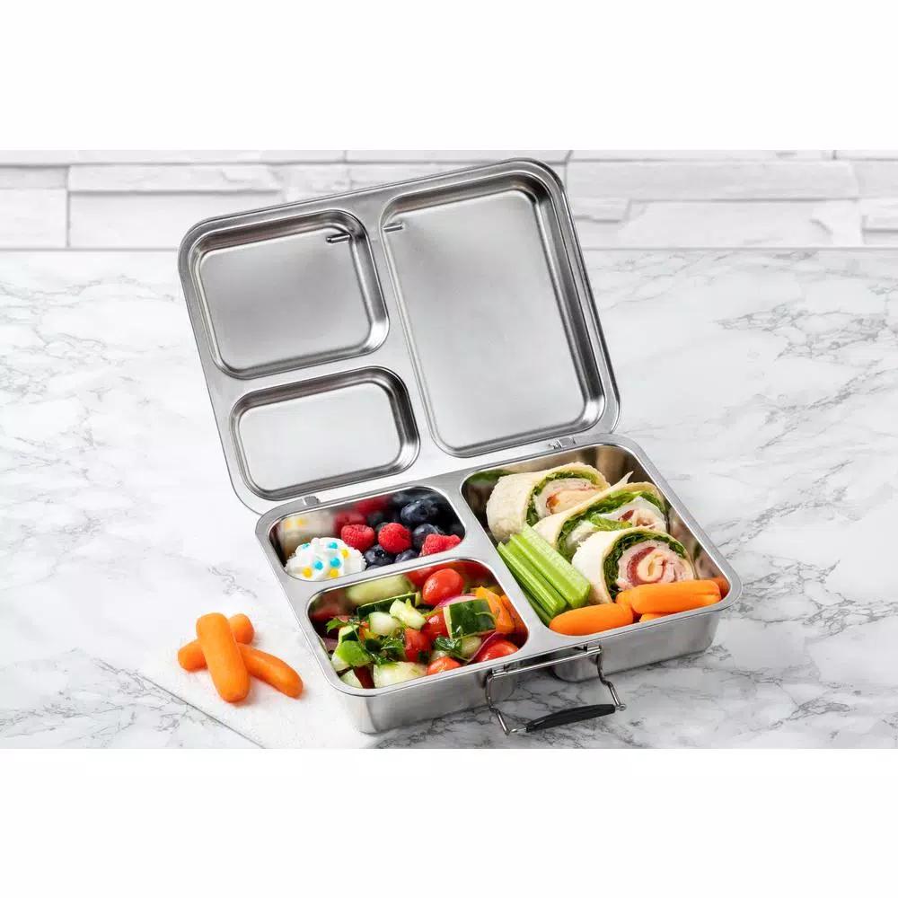 Manna Baransu Stainless Steel Large Lunch Container, 59 oz Divided Food Storage Box