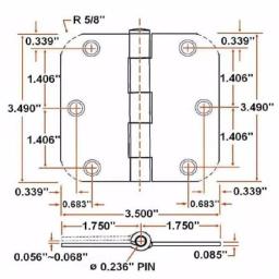 Design House 3.5 in. x 5/8 in. Radius Satin Brass Steel Door Hinges, 10-Pack thumbnail 2