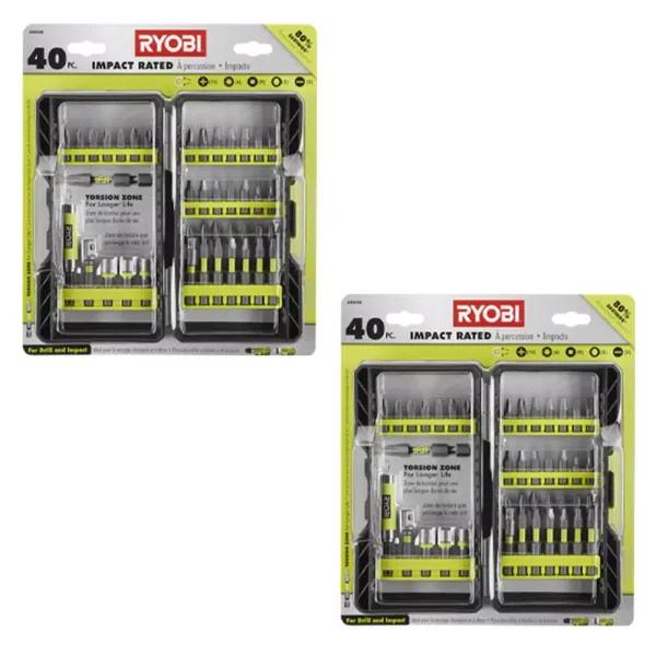 RYOBI Impact Rated Driving Bit Kit, 40-Piece, 2-Pack