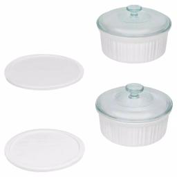 Corningware French White 6-Piece Ceramic Stoneware Bakeware Set with Lids thumbnail 2