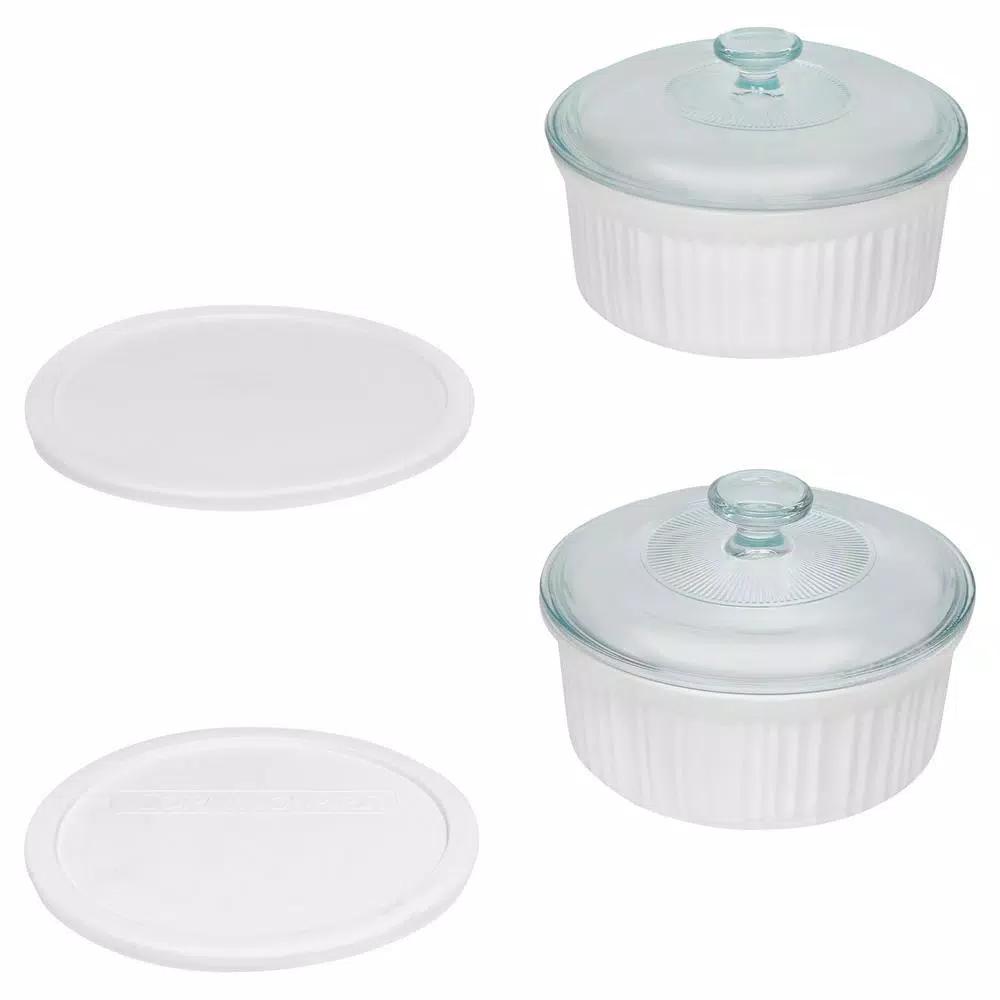 Corningware French White 6-Piece Ceramic Stoneware Bakeware Set with Lids
