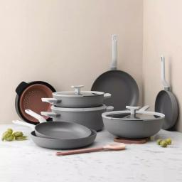 BergHOFF Leo 11 in. Aluminum Nonstick Wok with Glass Lid, Grey thumbnail 3