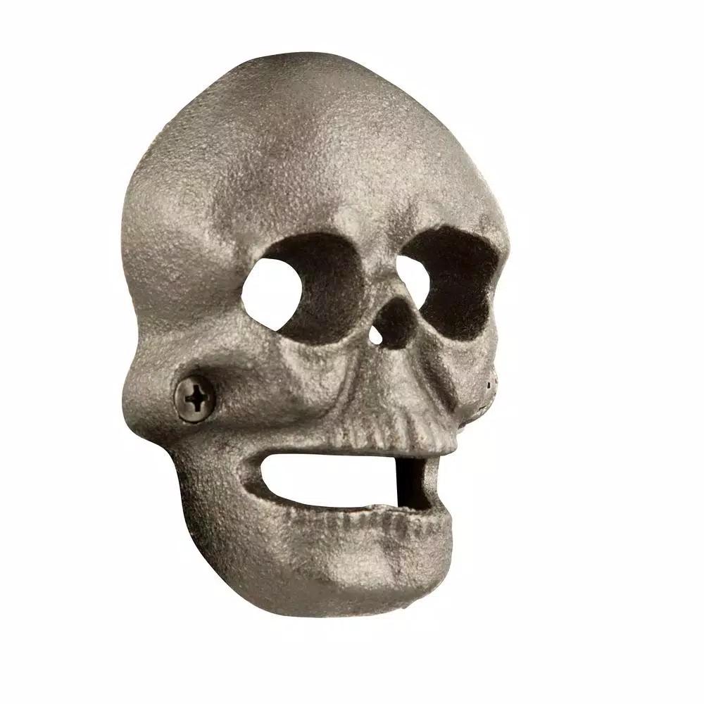 Everbilt Cast Iron Skull Bottle Opener - Black Wall Mounted Beverage Opener
