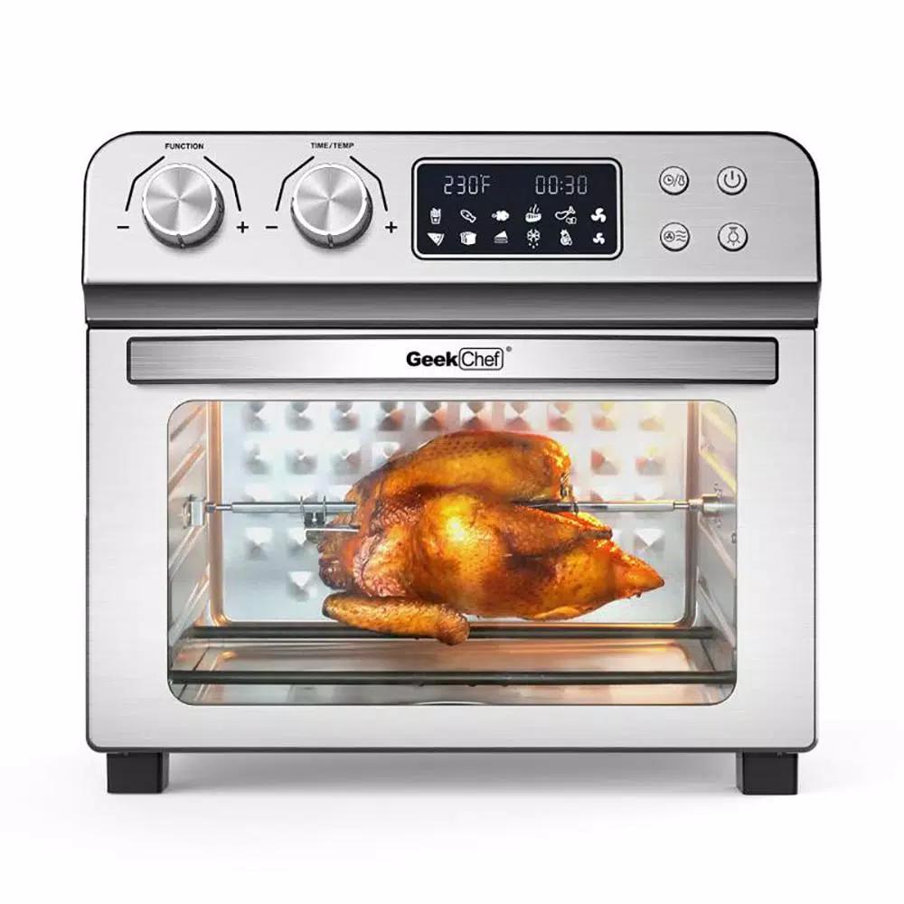 Boyel Living GeekChef 24 Qt. Silver Stainless Steel Digital Convection Air Fryer Toaster Oven with 10-in-1 Functions