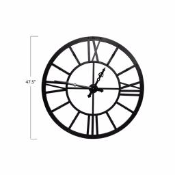 3R Studios Black Metal Framed Oversized Wall Clock with Roman Numerals thumbnail 2