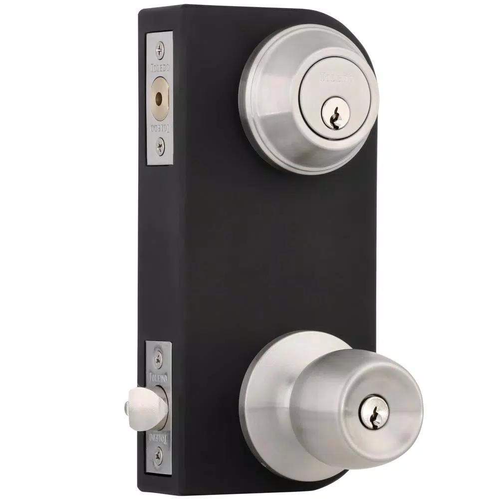 Toledo Fine Locks Single Cylinder Satin Nickel Entry Combo Set