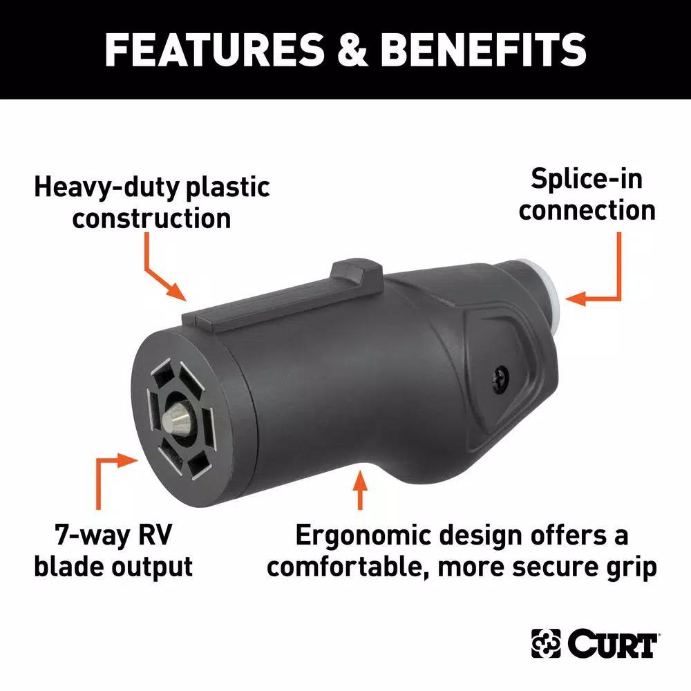 CURT Heavy-Duty 7-Way RV Blade Connector Plug (Trailer Side)