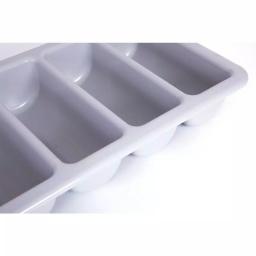 Basicwise Gray Plastic 4-Compartment Commercial Cutlery Holder, Drawer Organizer (Set of 10) thumbnail 4
