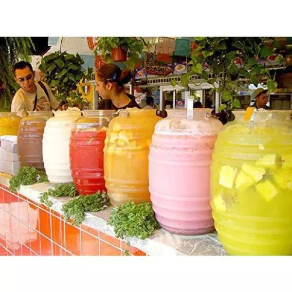 LavoHome 5 Gallon Vitrolero Aguas Frescas Beverage Dispenser with Lid, Clear Plastic