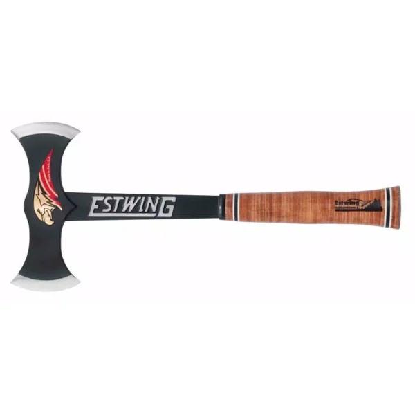 Estwing Black Eagle Double Bit Axe with Leather Grip, Forged American Steel