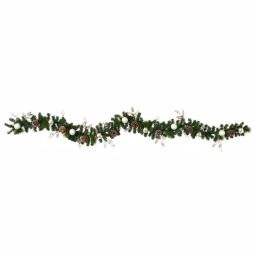 Nearly Natural 9 ft. Pre-lit Artificial Christmas Garland with Ornaments and Pinecones, 50 Clear LED Lights, Battery Operated thumbnail 3