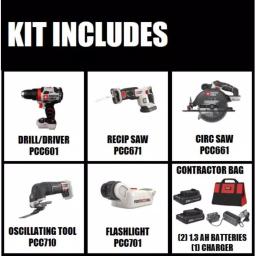 Porter-Cable 20V MAX Lithium-Ion Cordless 4-Tool Combo Kit with Bonus Oscillating Tool and 11-Piece Accessory Set thumbnail 2