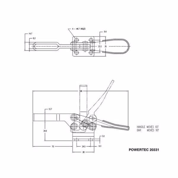 POWERTEC 500 lb. Horizontal Quick-Release Toggle Clamp, 10-Pack