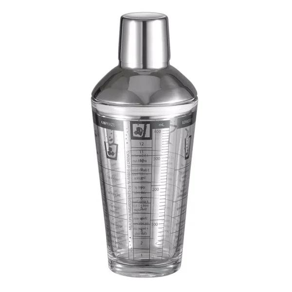 Visol Soiree 12 oz. Glass Cocktail Shaker with Built-in Recipes and Stainless Steel Lid
