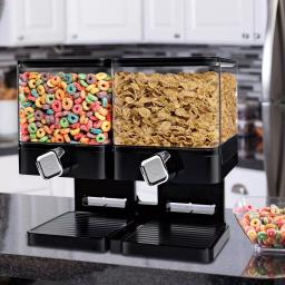 Honey-Can-Do Double Cereal Dispenser with Portion Control, Black Dry Food Dispenser thumbnail 3