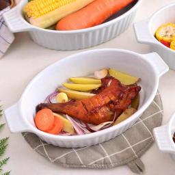 MALACASA 4-Piece White Oval Porcelain Bakeware Set, Ceramic Baking Dish Set for Oven and Microwave thumbnail 2