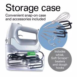 Hamilton Beach Professional 7-Speed Electric Hand Mixer with SoftScrape Beaters and Storage Case, Silver thumbnail 6