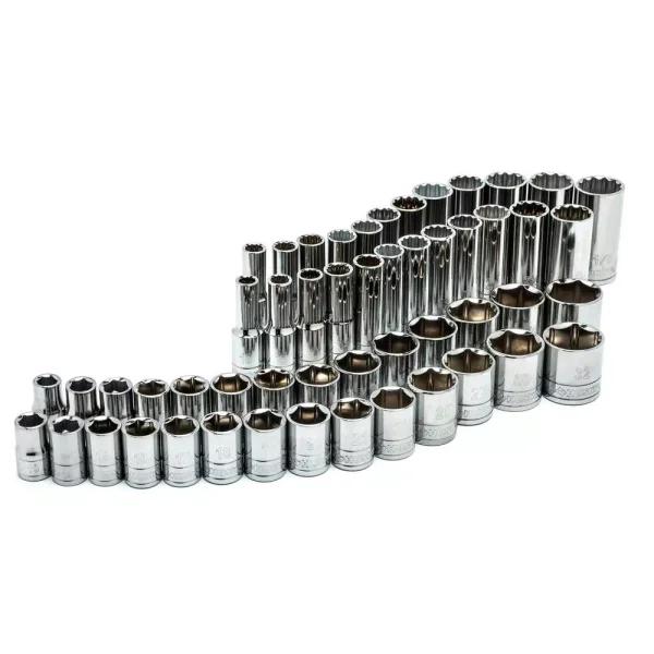 Husky 57-Piece 1/2 in. Drive SAE and Metric Socket and Bit Set with Ratchet and Magnetic Rails