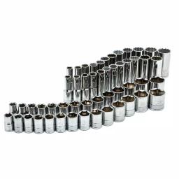 Husky 57-Piece 1/2 in. Drive SAE and Metric Socket and Bit Set with Ratchet and Magnetic Rails thumbnail 1