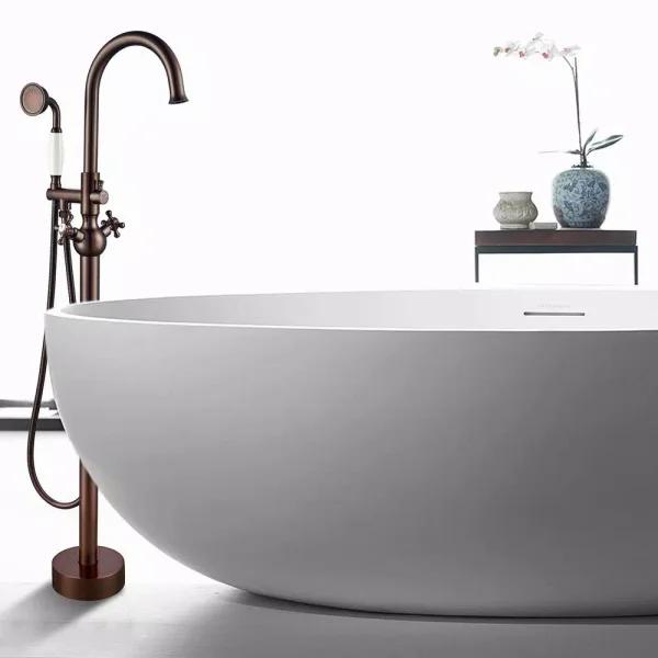 Vanity Art 48 in. Freestanding Single-Handle Claw Foot Tub Faucet with Hand Shower, Oil Rubbed Bronze