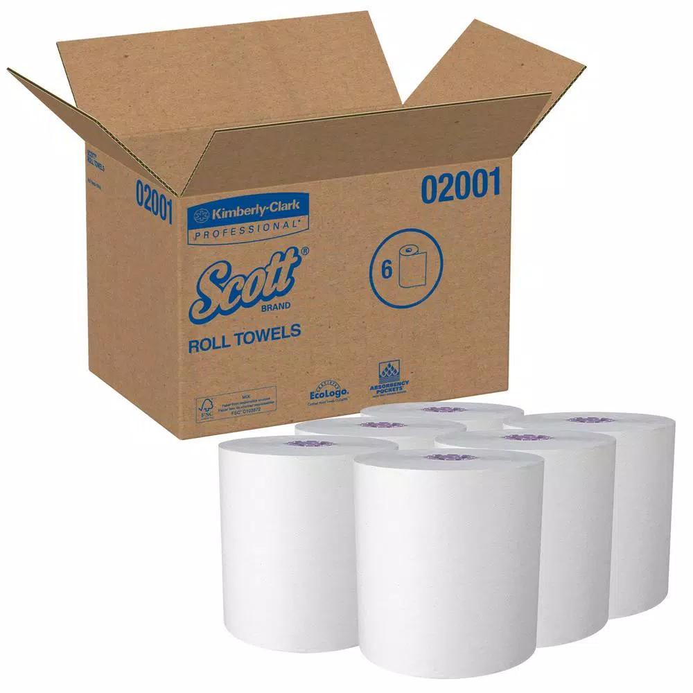 Scott Essential Unperforated Hard Roll Paper Towels, White, 6-Roll Pack
