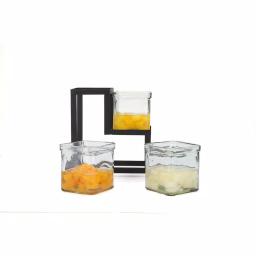 Mind Reader 3-Tier Black Metal Condiment Server with 3 Removable 8 oz. Glass Jars thumbnail 5
