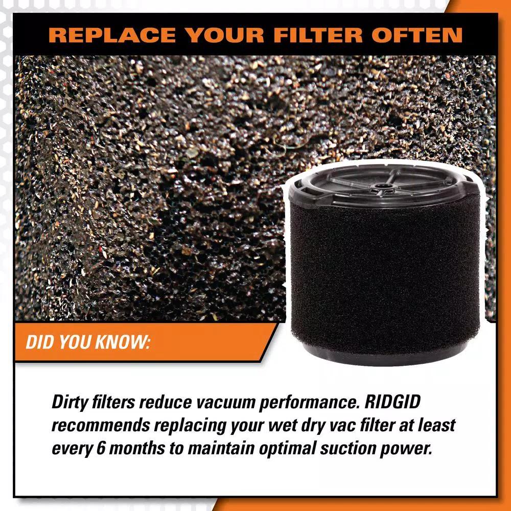 RIDGID Replacement Filter Set: VF3400 Pleated Paper & VF3700 Foam Filter for 3 to 4.5 Gal. Wet/Dry Vacuums