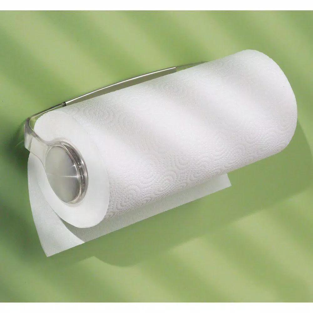 interDesign Forma 2 Wall-Mount Paper Towel Holder, Clear and Brushed Stainless Steel