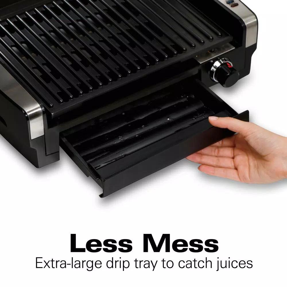 Hamilton Beach Searing Grill 118 sq. in. Stainless Steel Indoor Countertop Grill with Non-Stick Plates