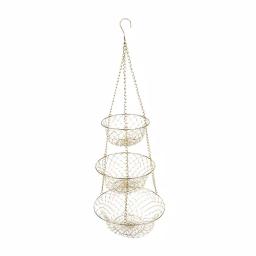 Fox Run Gold 3-Tier Hanging Fruit Basket - Iron Metal Wire Tiered Kitchen Organizer thumbnail 1