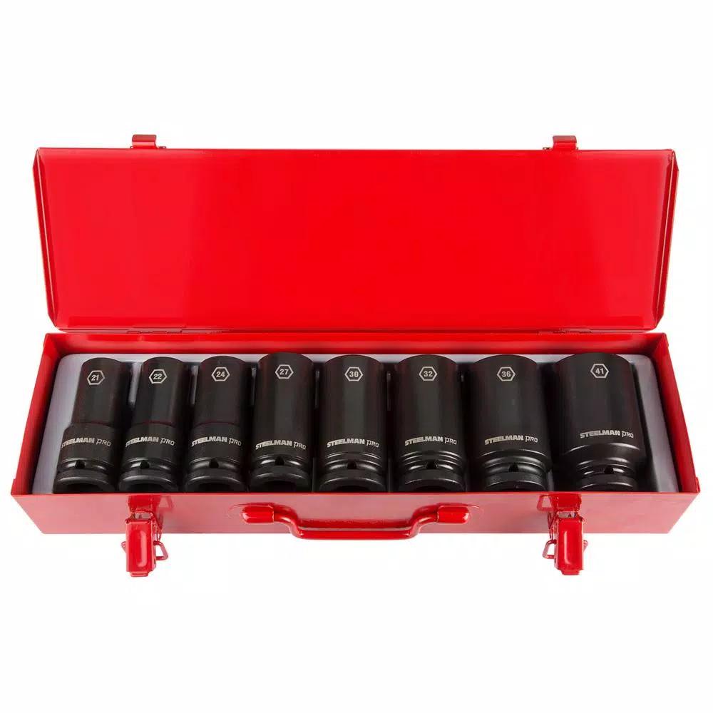 Steelman PRO 79255 3/4 in. Drive 8-Piece Deep Metric Impact Socket Set