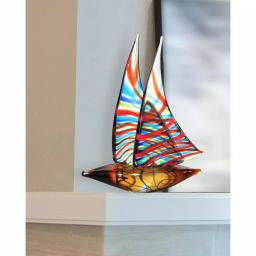Dale Tiffany 13.5 in. Chimera Handcrafted Irregular Art Glass Sailing Ship Sculpture thumbnail 1