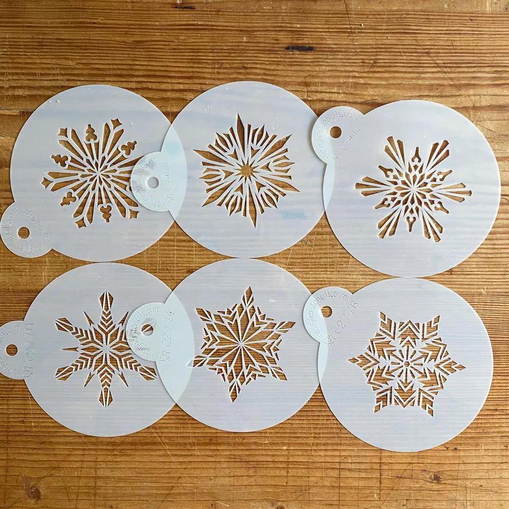 Designer Stencils Crystal Snowflake Cookie Stencil Bundle - 6 Intricate Patterns