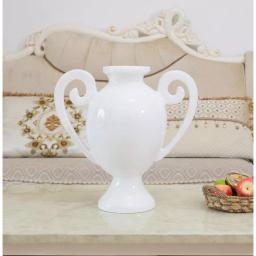 Uniquewise 20 in. White Gloss Amphora Style Modern Fiberglass Centerpiece Vase thumbnail 1
